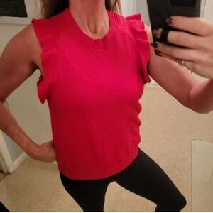 David Lerner Ruffle Sleeveless Pullover Shirt Color Poppy Size XS NWT